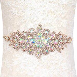 Crystal Belt Wedding Rhinestone Applique Glitter Dress Belts Beaded Bridal Sash